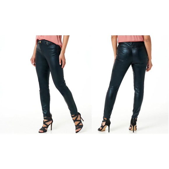 Haute Hippie Tribe Coated Denim Skinny Jeans - BLACK, PLUS 22W - Picture 1 of 1